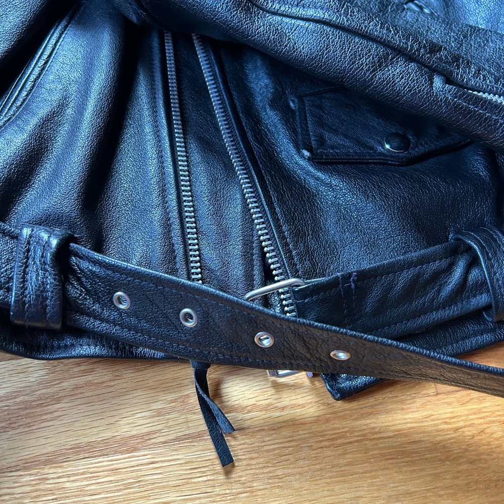 Wilsons Leather Black Biker Jacket - Picture 7 of 16